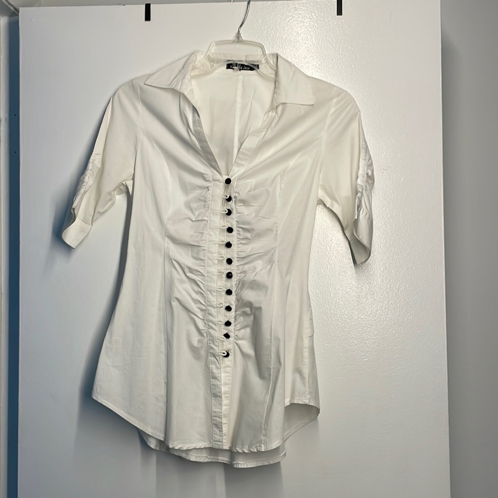 Stylish collared shirt lace up back